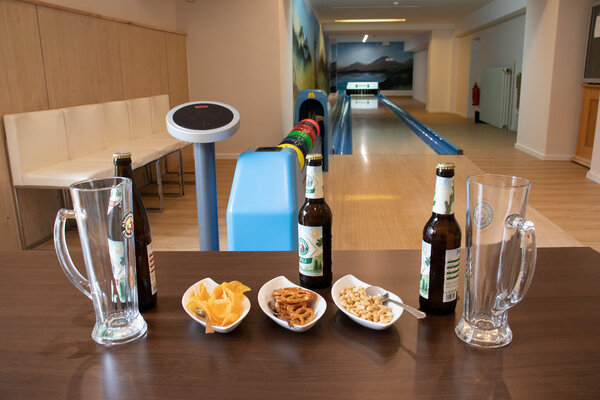 Drinks ar bowling alley at hotel Berghof Baiersbronn